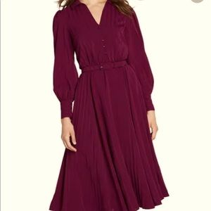 New! Never worn Modcloth Shadow Stipe MIDI Dress in Burgundy